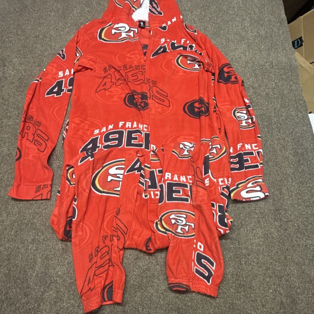 NFL Women’s Large San Francisco 49ers One Piece Hooded Pajamas Football Red